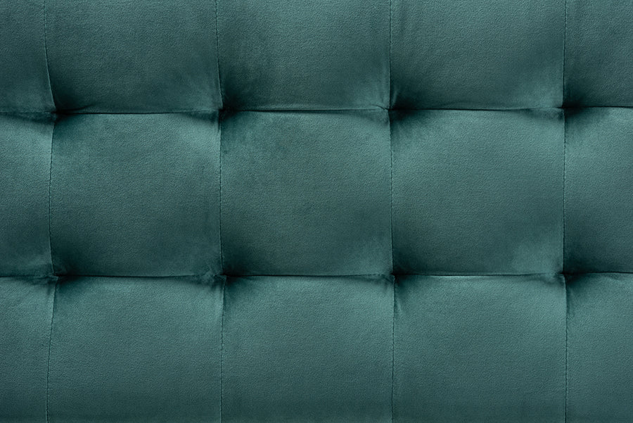 Baxton Studio Roanoke Modern and Contemporary Teal Blue Velvet Fabric Upholstered Grid-Tufted Storage Ottoman Bench