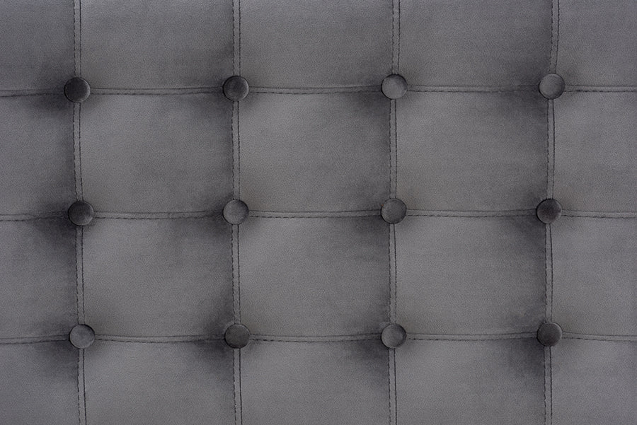 Baxton Studio Kaylee Modern and Contemporary Grey Velvet Fabric Upholstered Button-Tufted Storage Ottoman Bench