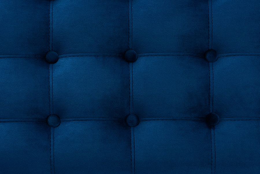 Baxton Studio Kaylee Modern and Contemporary Navy Blue Velvet Fabric Upholstered Button-Tufted Storage Ottoman Bench