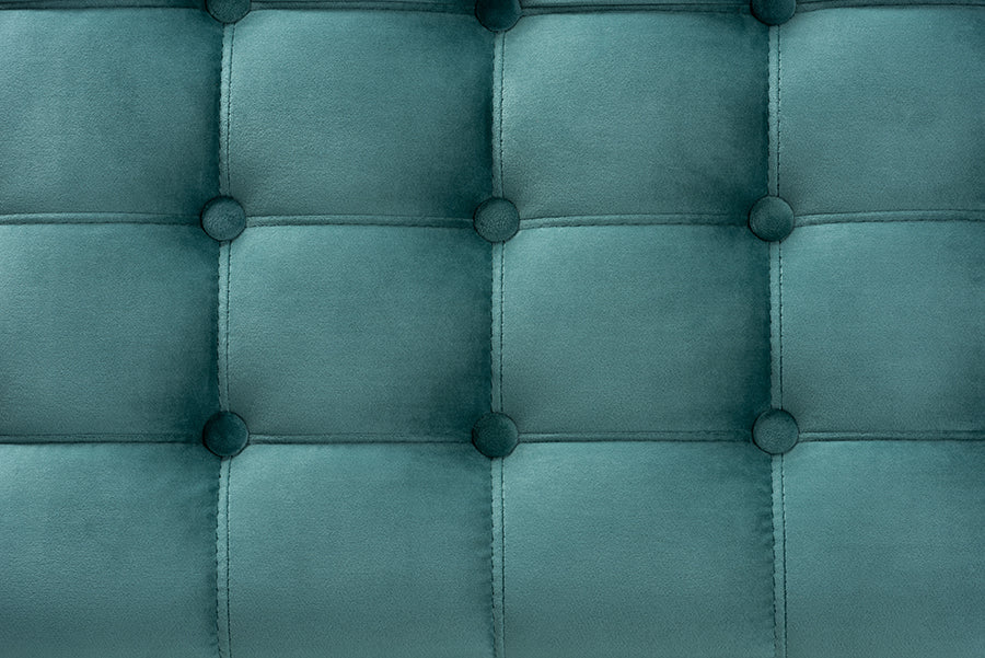 Baxton Studio Kaylee Modern and Contemporary Teal Blue Velvet Fabric Upholstered Button-Tufted Storage Ottoman Bench