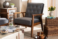 Baxton Studio Sorrento Mid-century Modern Grey Velvet Fabric Upholstered Walnut Finished Wooden Lounge Chair