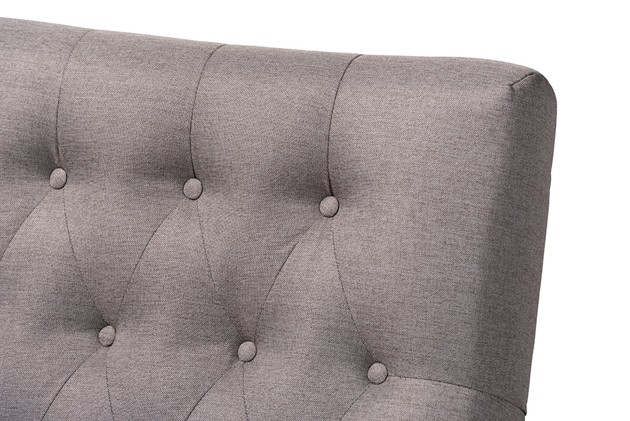 Baxton Studio Naeva Mid-Century Modern Grey Fabric Upholstered Walnut Finished Wood Armchair