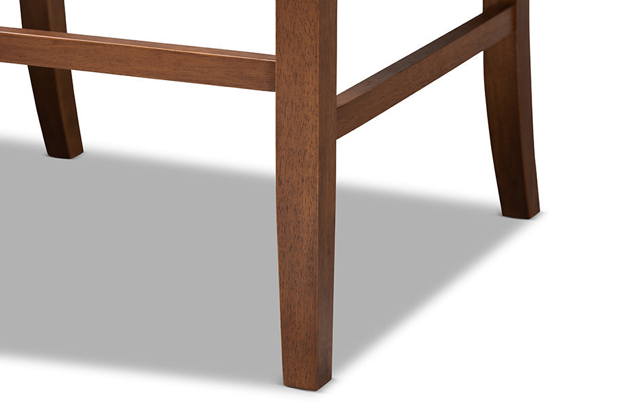 Baxton Studio Alira Modern and Contemporary Beige Fabric Upholstered Walnut Finished Wood Button Tufted Bar Stool Bench