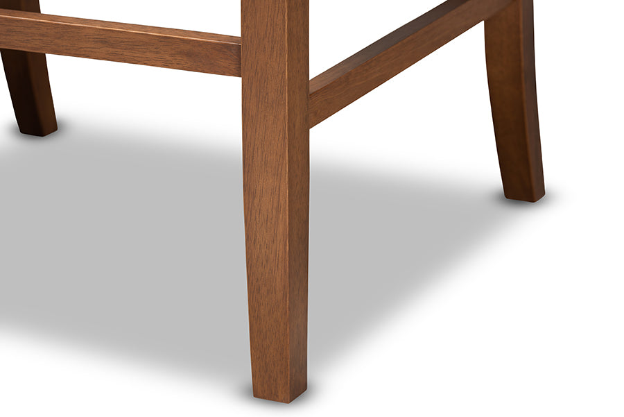 Baxton Studio Alira Modern and Contemporary Grey Fabric Upholstered Walnut Finished Wood Button Tufted Bar Stool Bench