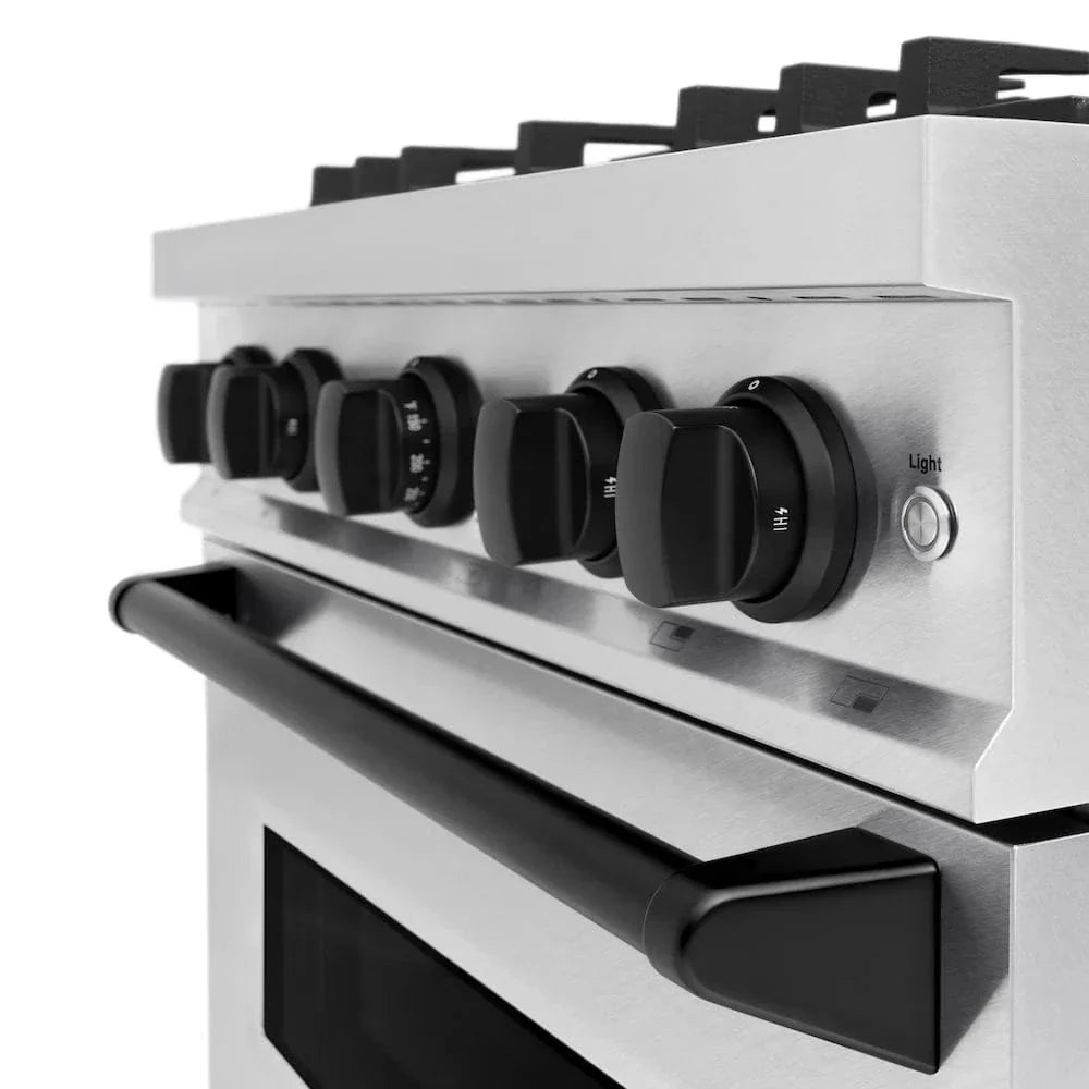 ZLINE 30"Classic Gas Range, Convection Gas Oven, DuraSnow® Stainless Steel, Matte Black CGRSZ-30-MB
