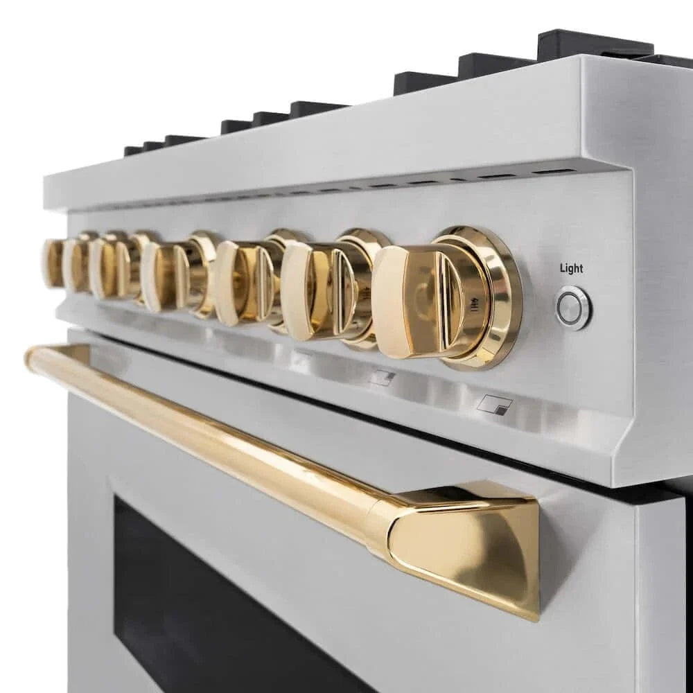 ZLINE 36" Classic Gas Range, Convection Gas Oven Stainless Steel, Gold CGRZ-36-G