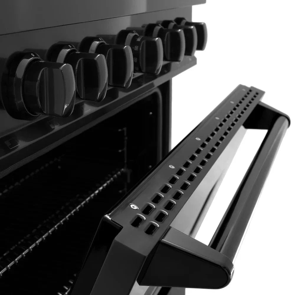 ZLINE 36" Classic Gas Range, Convection Gas Oven Black Stainless Steel Brass Burners, CGRB-BR-36