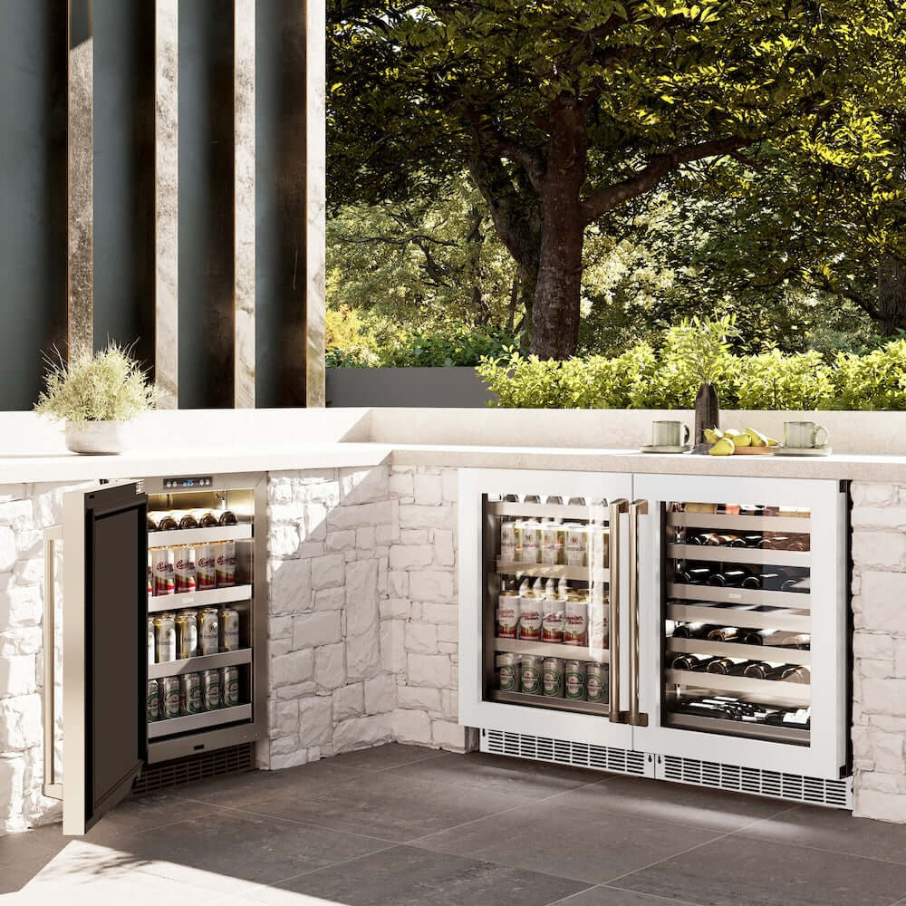 ZLINE 24" Touchstone 151 Can Beverage Fridge White Matte Glass Door RBSO-WM-24