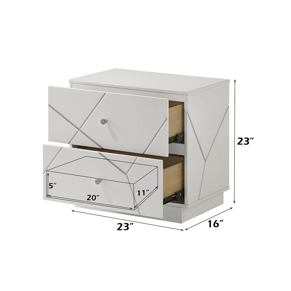 Esther - Nightstand - White / Silver