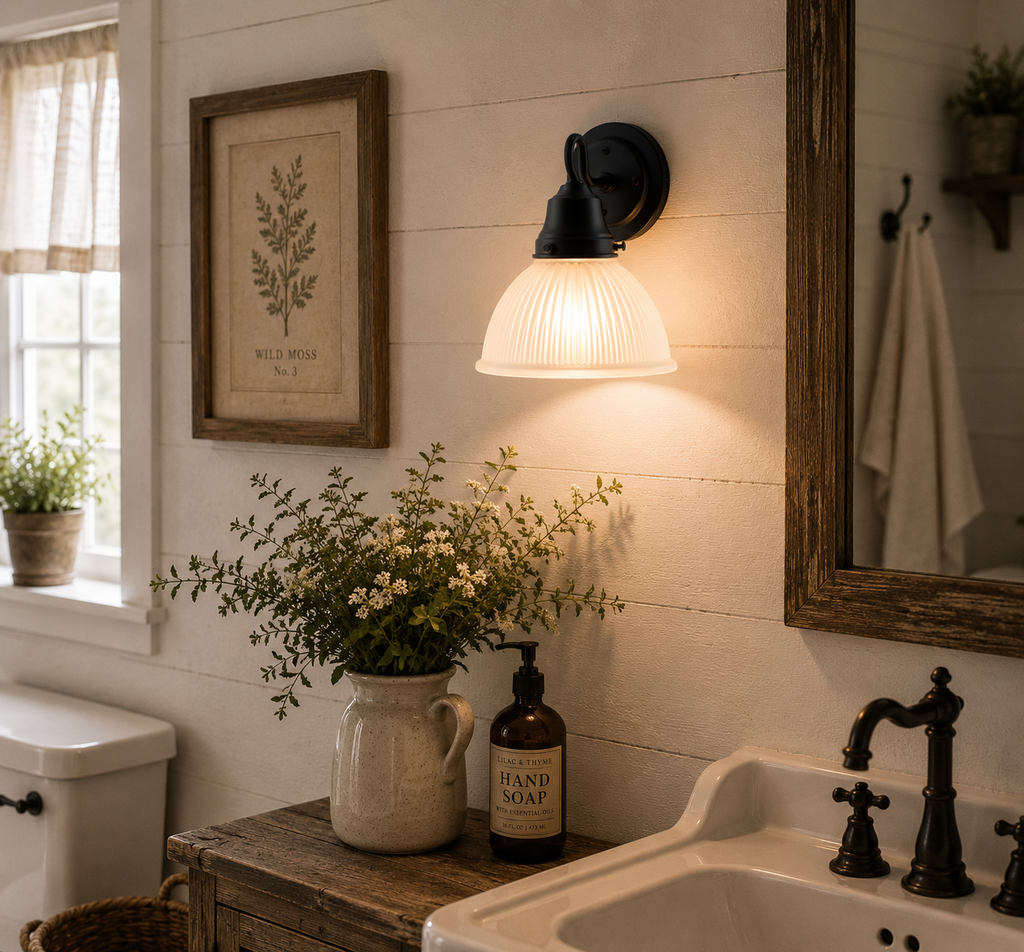 Frosted Glass Factory Holophane Wall Sconce Light Fixture