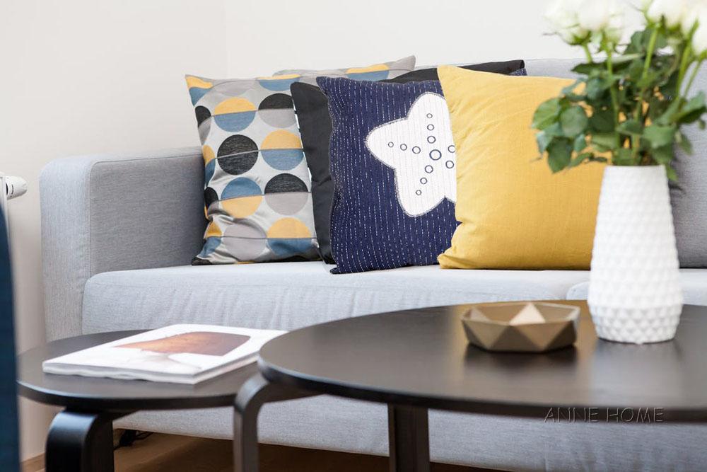 Anne Home - Blue Pillow White Star