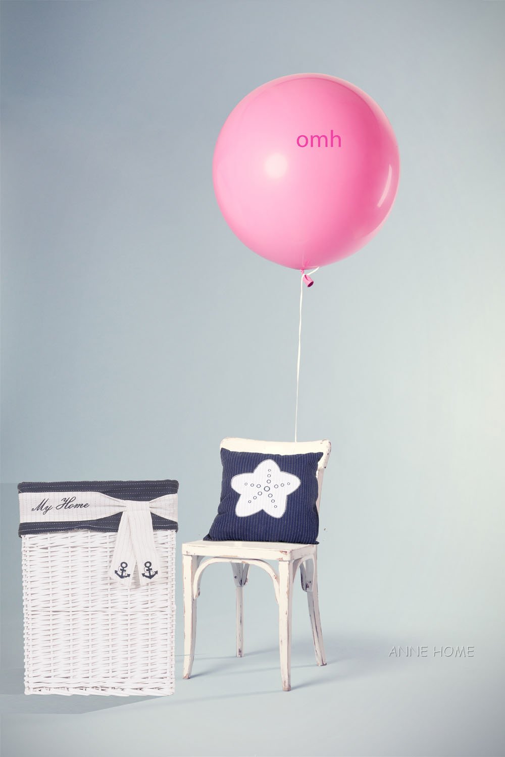 Anne Home - Blue Pillow White Star