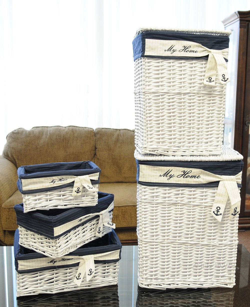 Anne Home - Set of 5 Rectangular Willow Baskets