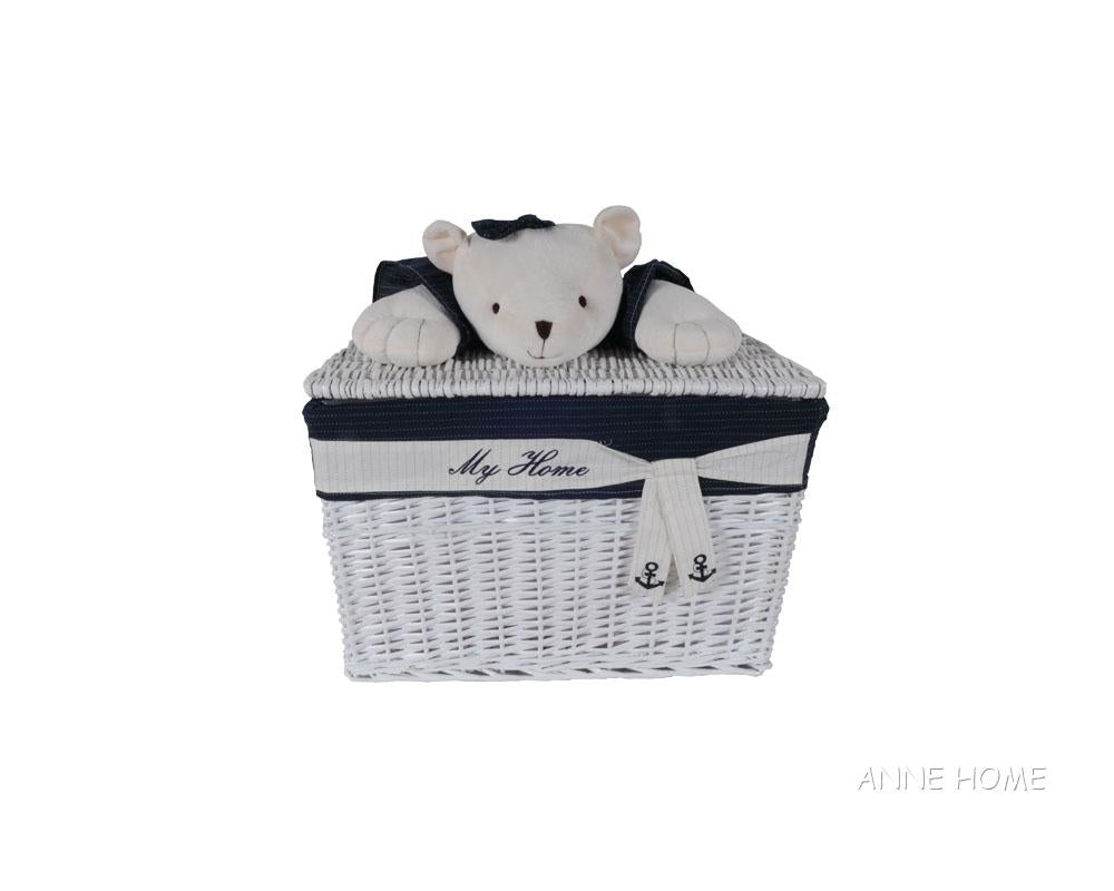 Anne Home - Set of 5 Rectangular Willow Baskets Bear Design