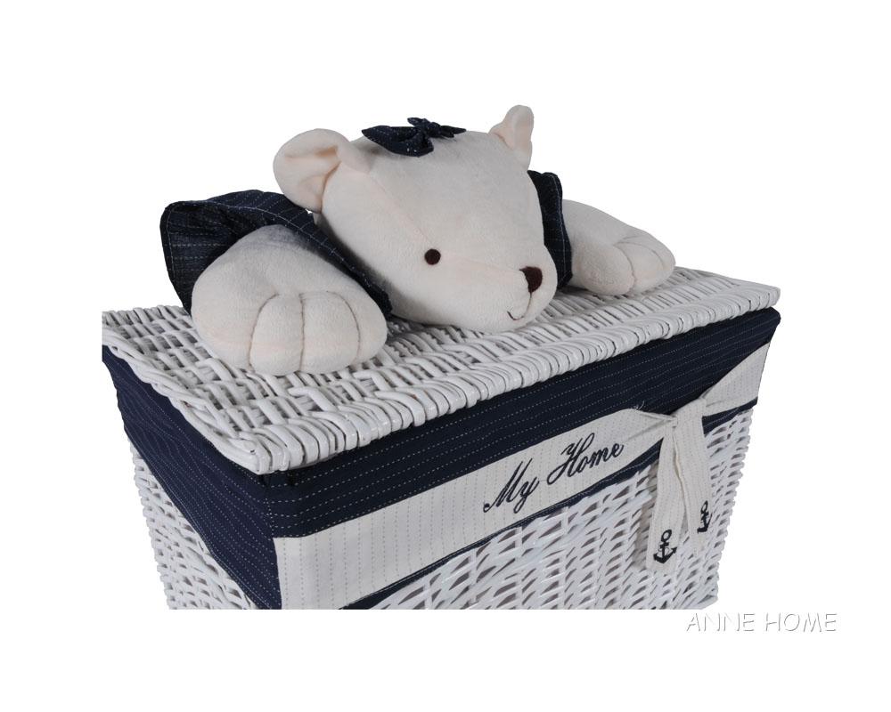 Anne Home - Set of 5 Rectangular Willow Baskets Bear Design