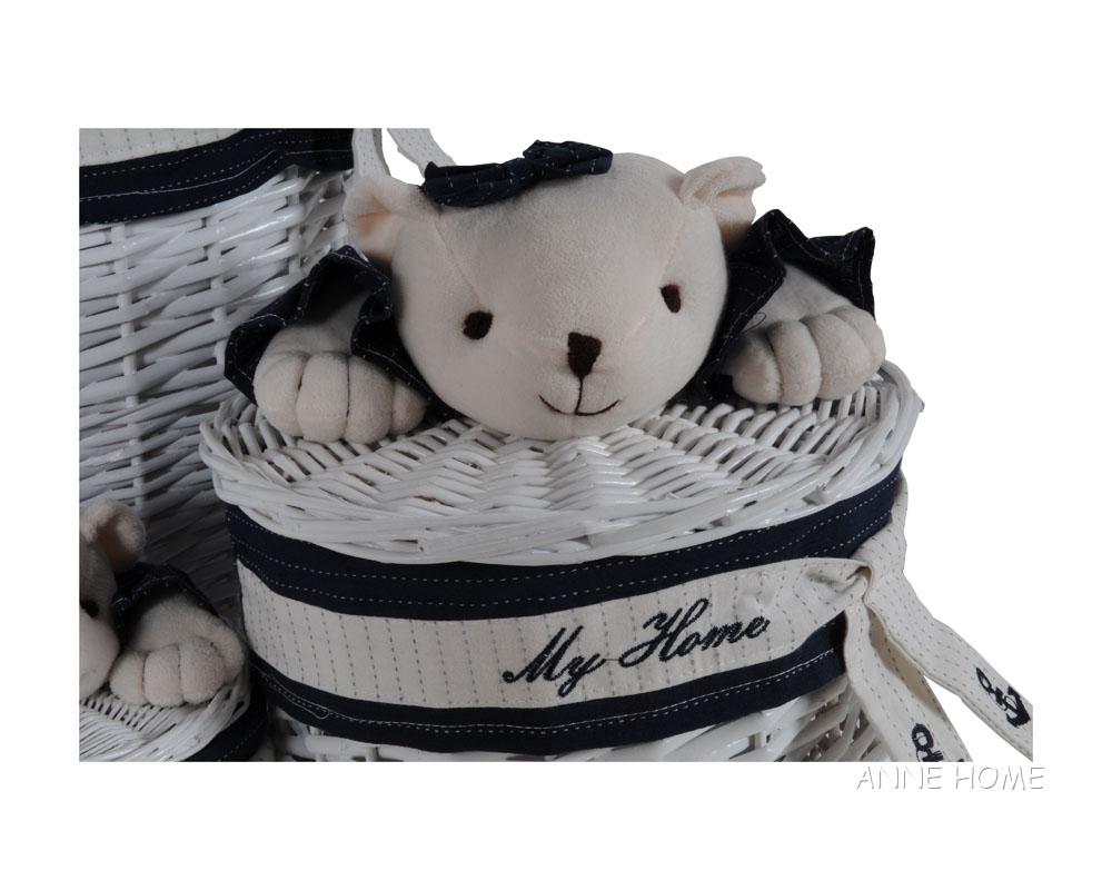 Anne Home - Set of 4 Oval Willow Baskets With Bear Design