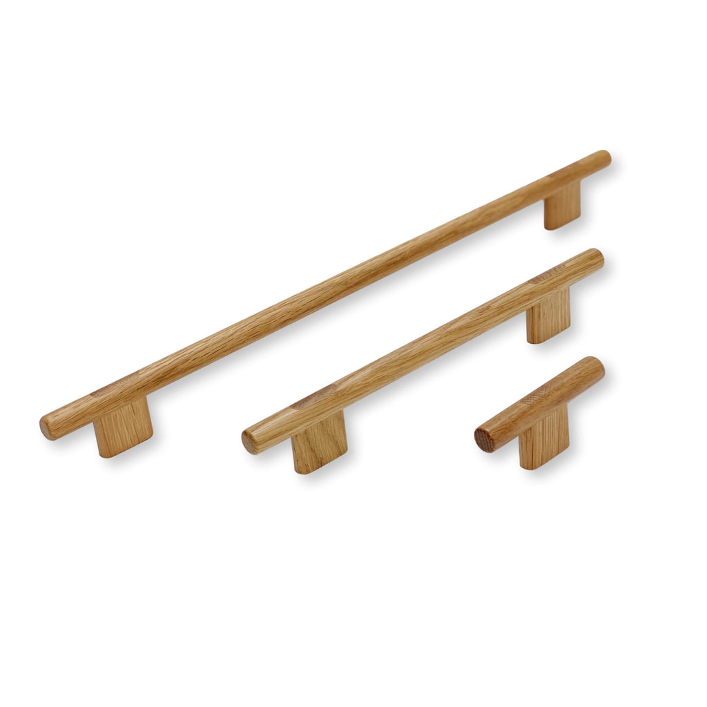 Lacquered Oak "Join" Wood Cabinet Knobs and Drawer Handles