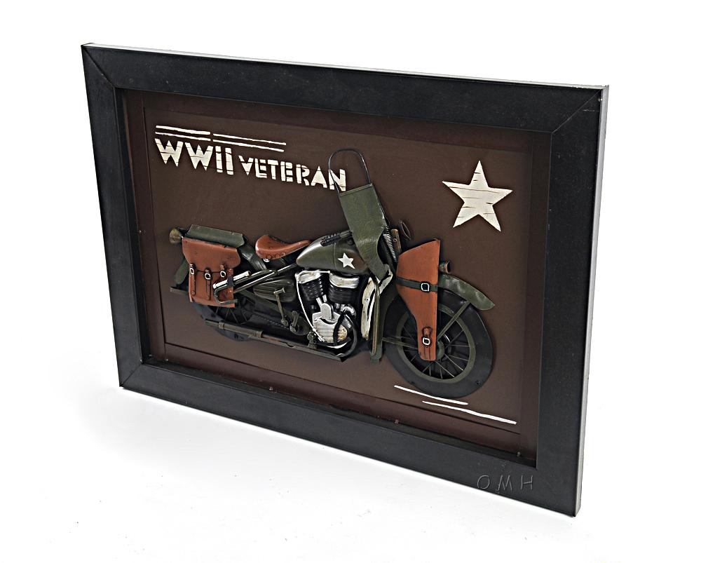 Vintage WWII Motorcycle 3D Painting