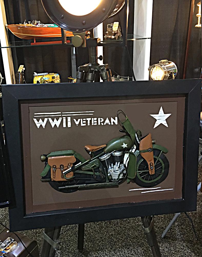 Vintage WWII Motorcycle 3D Painting