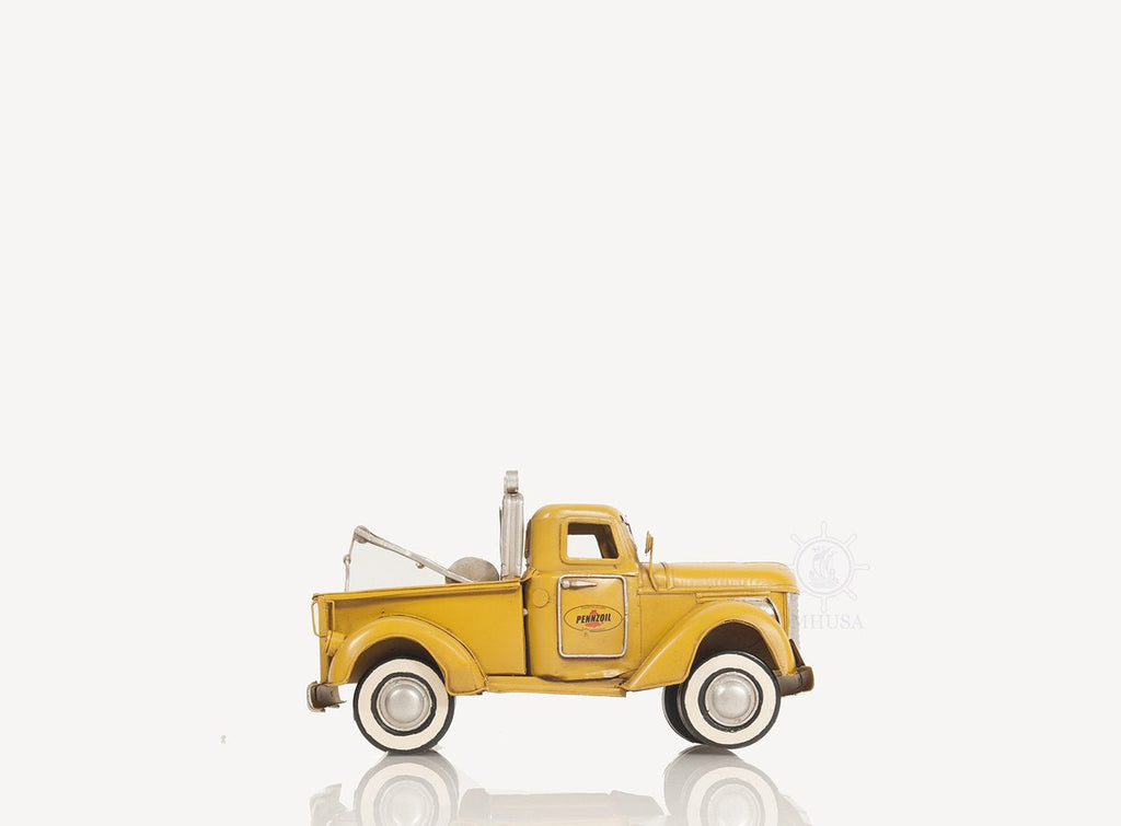 1926 Pennzoil Tow Truck Yellow Metal Handmade