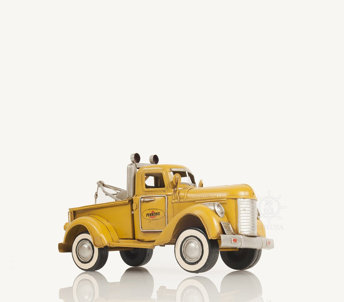 1926 Pennzoil Tow Truck Yellow Metal Handmade