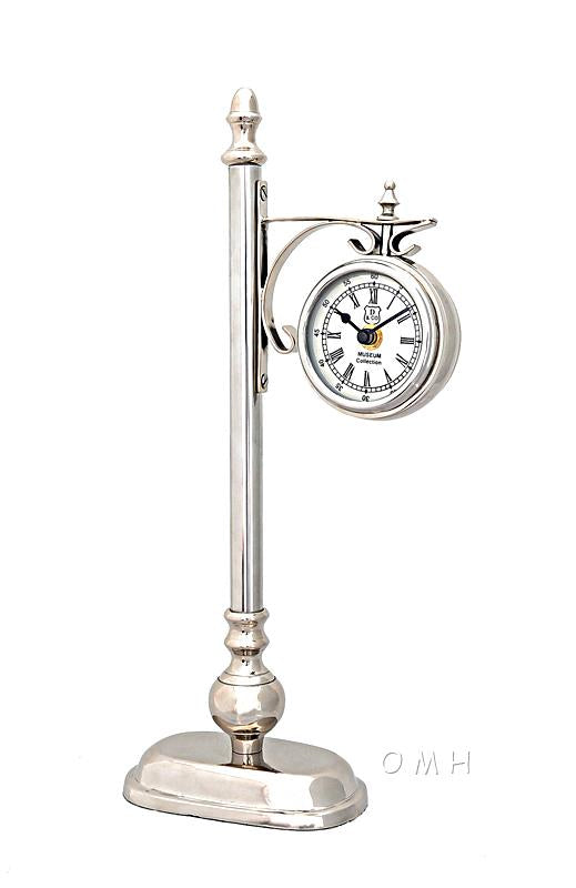 Brass/ Alum. Lamp Post Clock One Sided