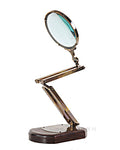 Brass Big Magnifier Glass W/ Wooden Base