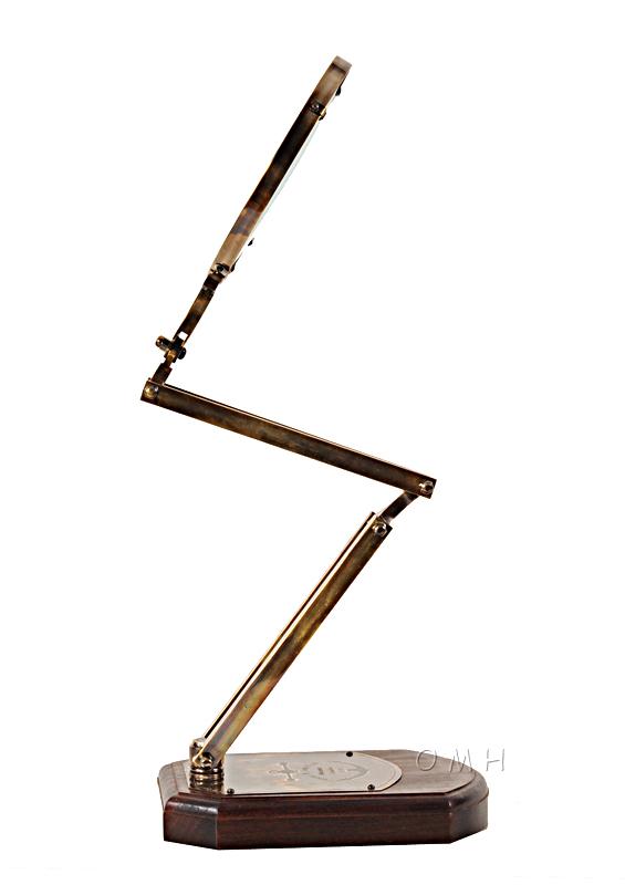 Brass Big Magnifier Glass W/ Wooden Base