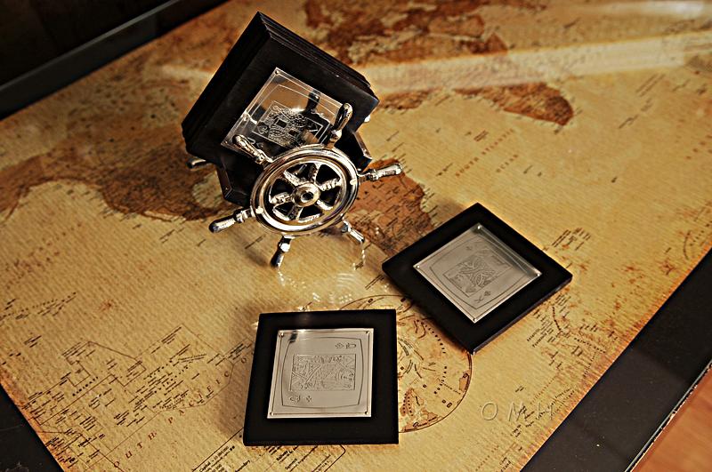 Alum/ Wood Coaster S/6 On Ship Wheel