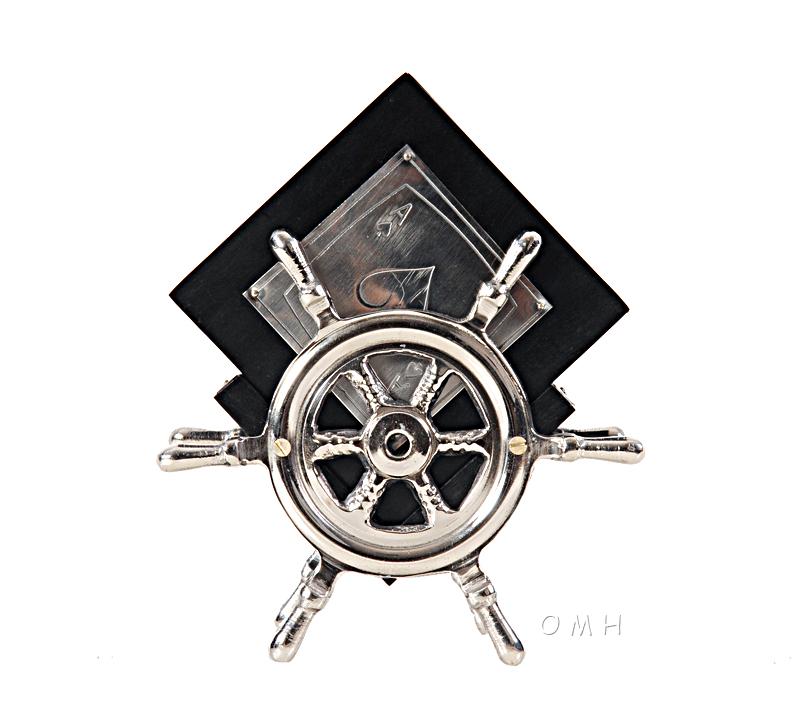 Alum/ Wood Coaster S/6 On Ship Wheel