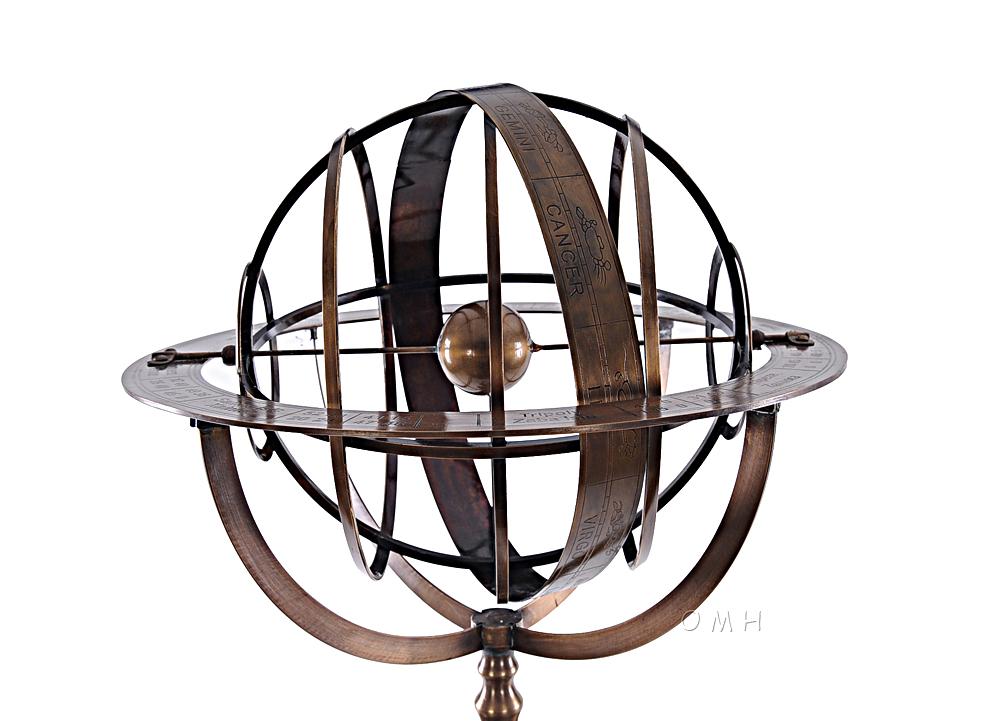 Brass Armillary With Wood Stand