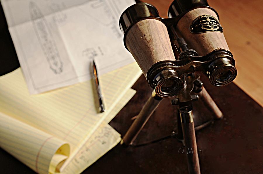 Wood/Brass Binocular On Stand