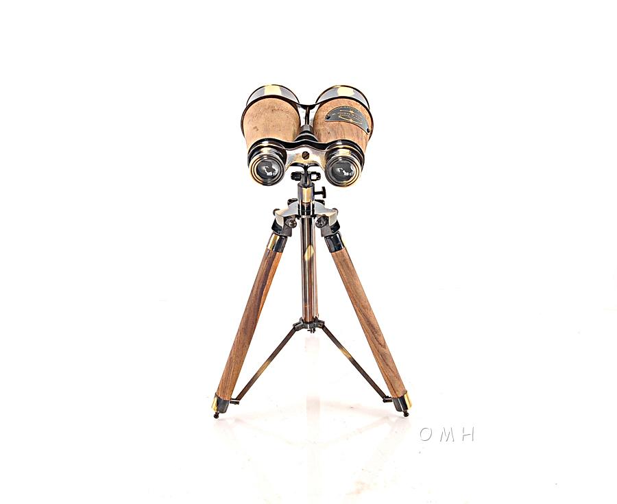 Wood/Brass Binocular On Stand