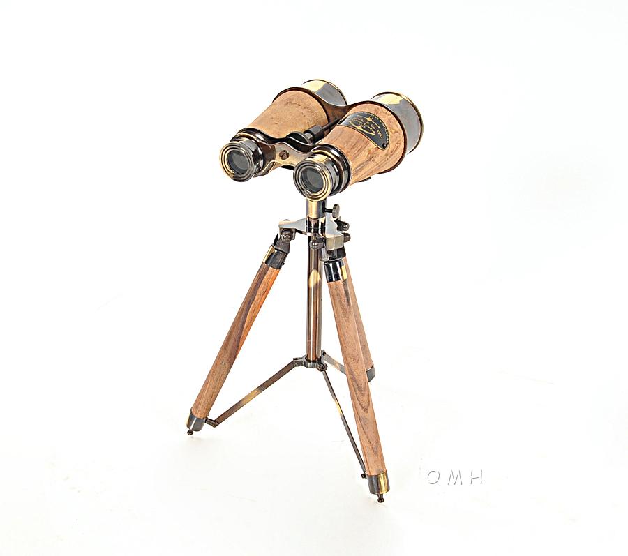 Wood/Brass Binocular On Stand
