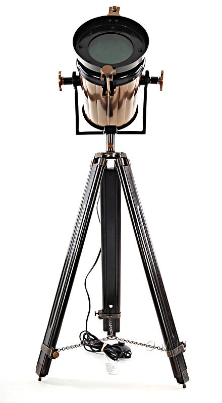 Alum/Steel Spot Light Wood Stand Textured Glass