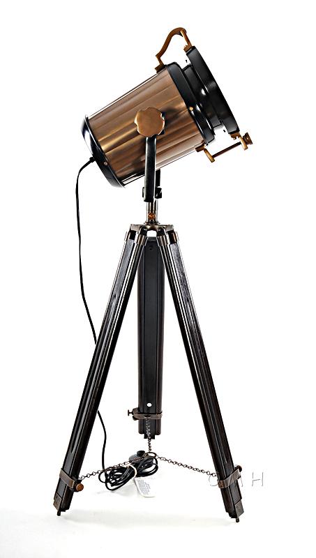 Alum/Steel Spot Light Wood Stand Textured Glass