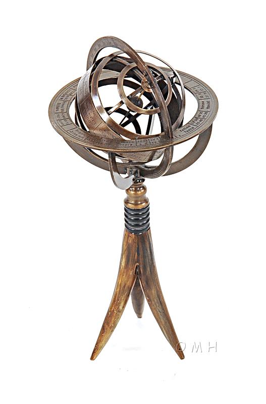 Brass Armillary On Horn Stand