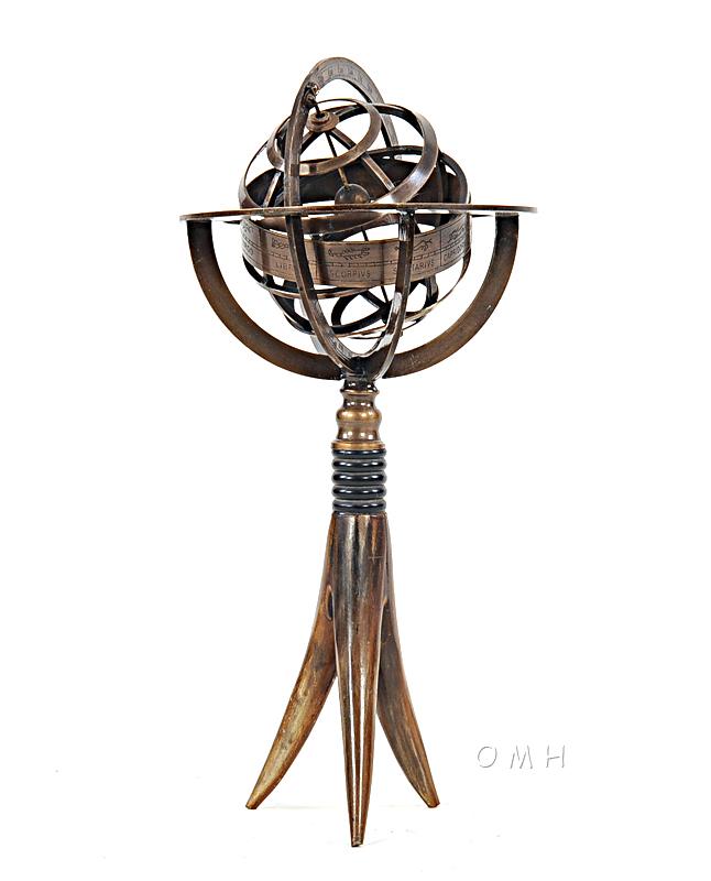 Brass Armillary On Horn Stand