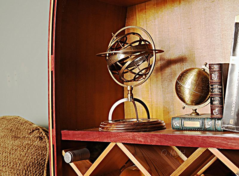 Brass Armillary With Compass On Wood Base