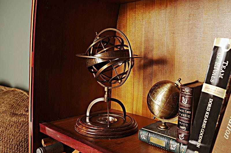 Brass Armillary With Compass On Wood Base