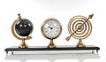 Armillery/Clock & Globe On Wood Base