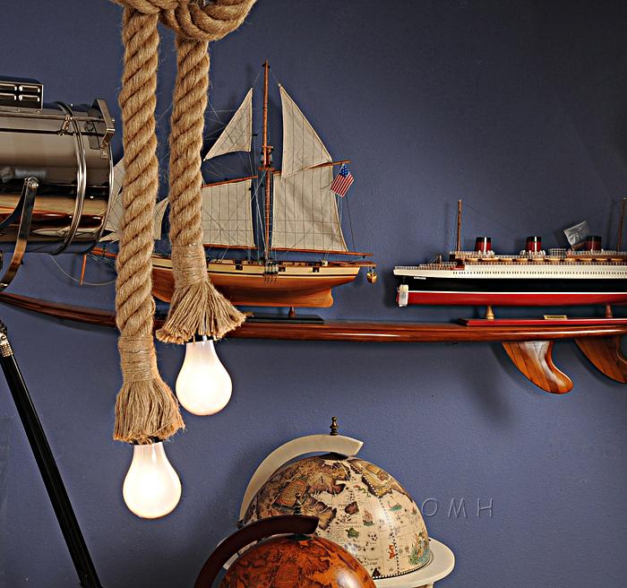 Rope Pendant Lamp - Two Bulbs