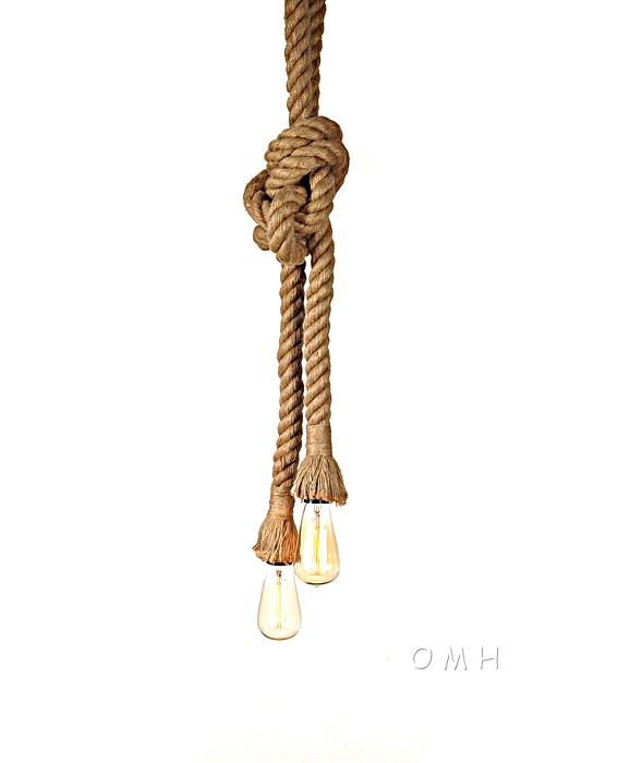 Rope Pendant Lamp - Two Bulbs
