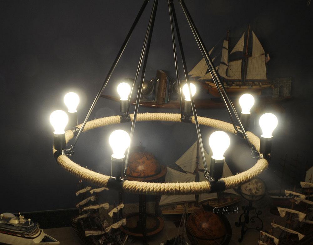 Rope Pendant Lamp - 8 Bulbs