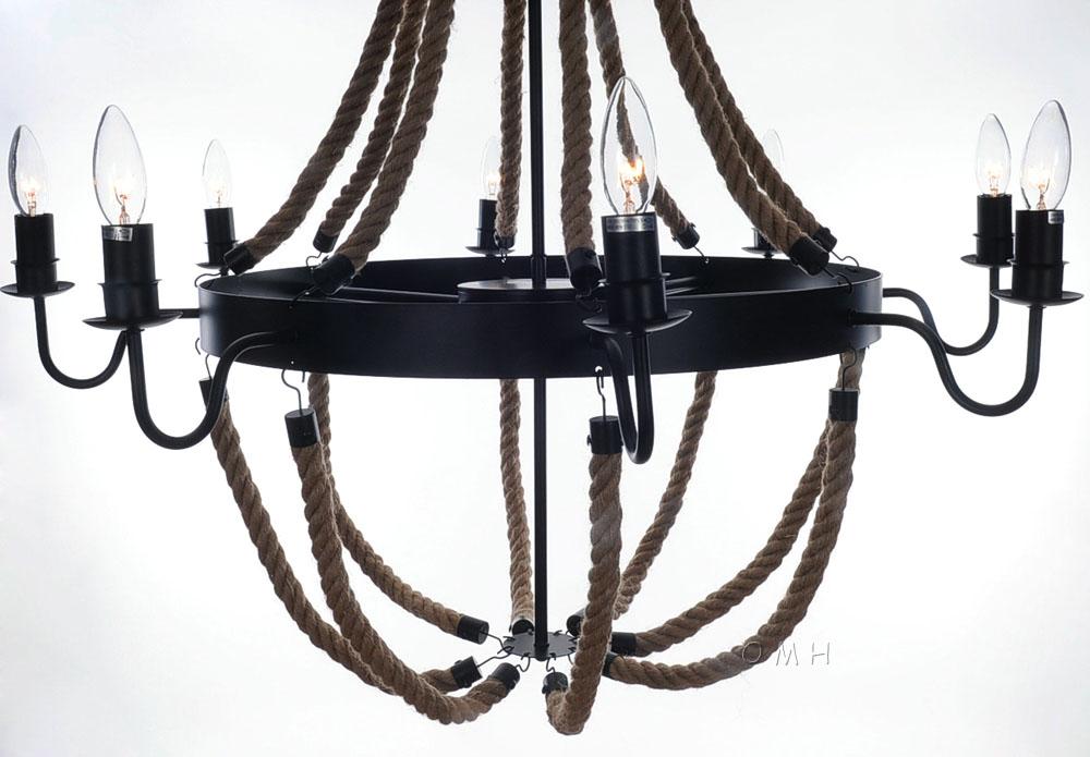 Large Rope Pendant Lamp - 8 Bulbs