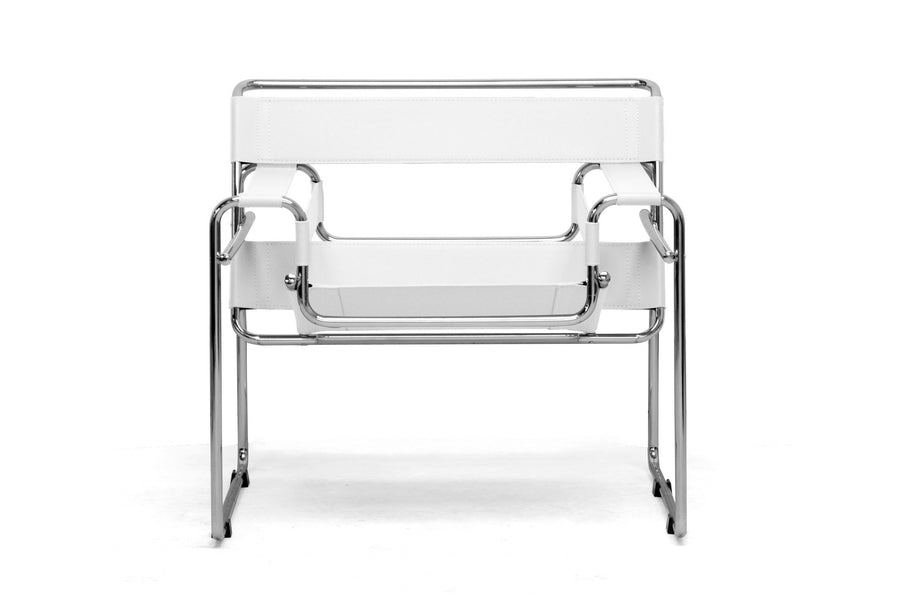 Baxton Studio Jericho Cream Leather Mid-Century Modern Accent Chair
