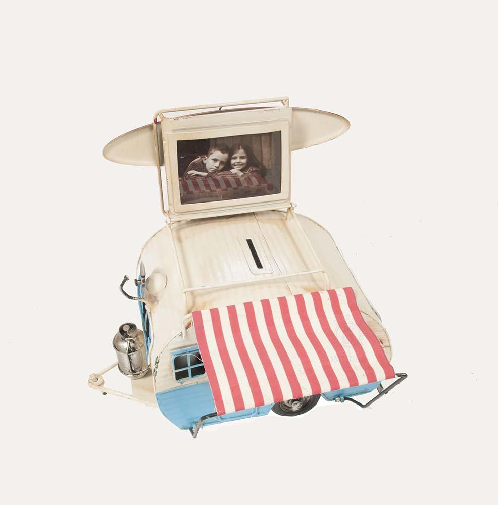 Classic Camper with photo frame piggy bank Metal