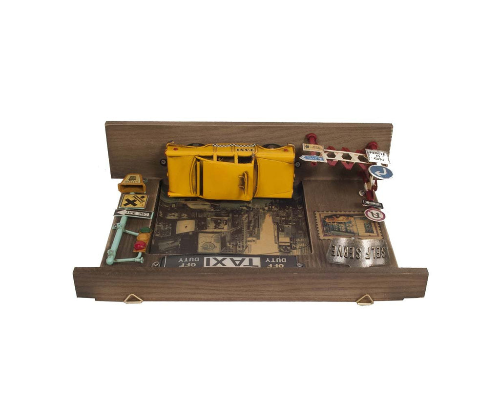 Vintage New York City Checker Taxi Shadow Box