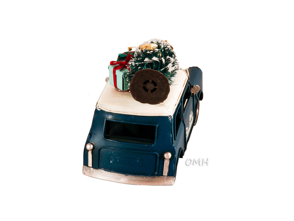 Handmade 1960s Mini Cooper Christmas Car Model Set of 2
