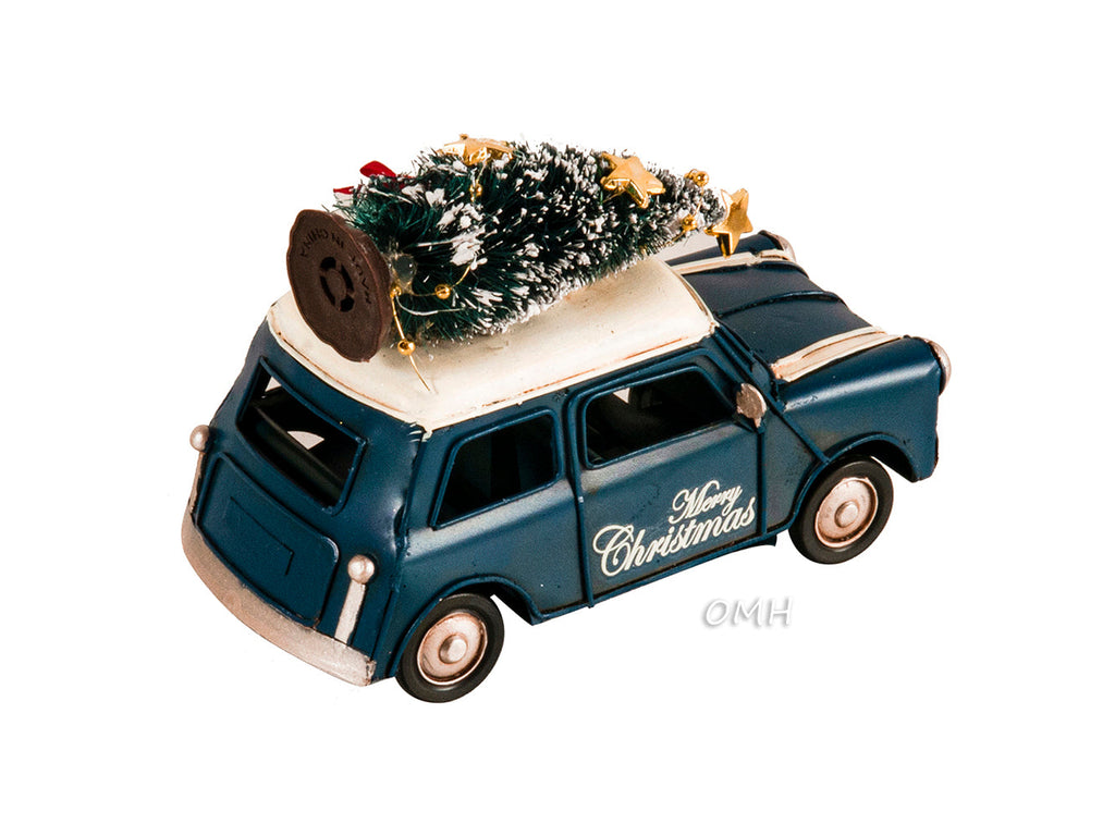 Handmade 1960s Mini Cooper Christmas Car Model Set of 2